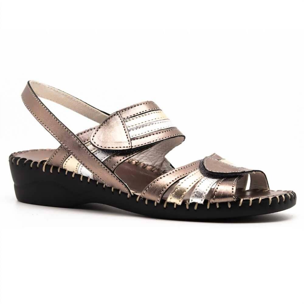 NEW LAPLUME women's anya wedge sandals in metallic combo